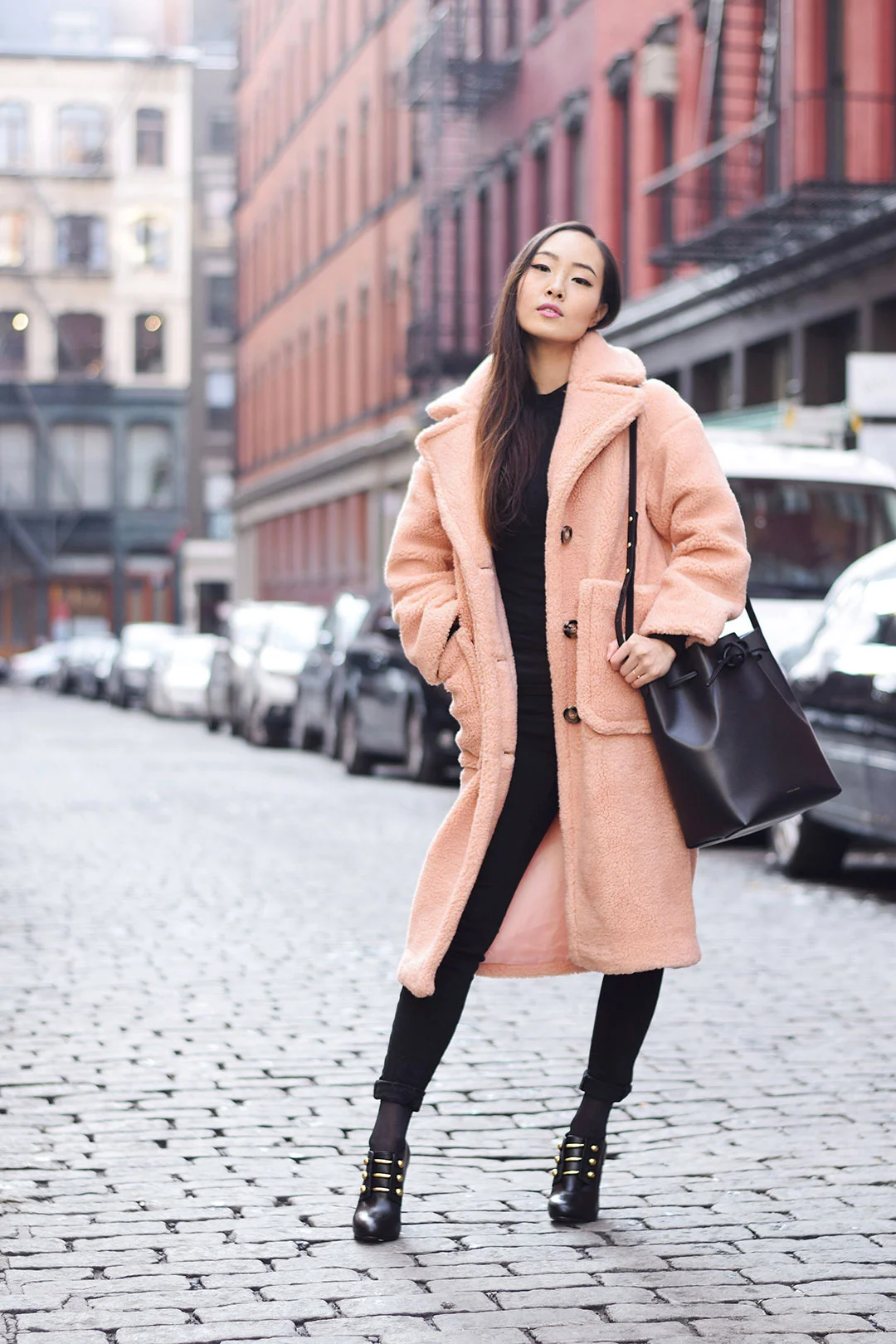 Long pink teddy bear cheap coat